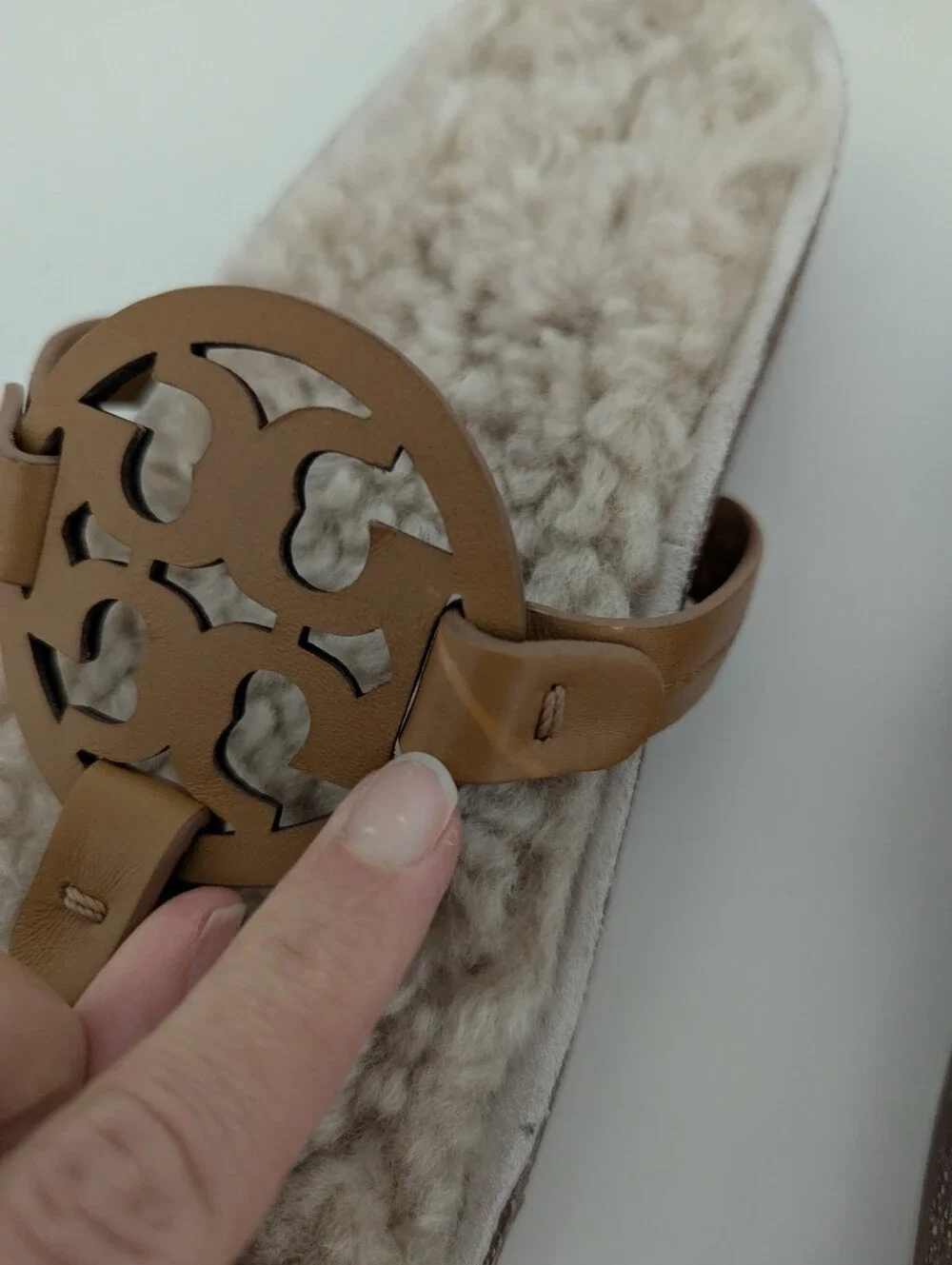 EUC! Tory Burch Miller Cloud Shearling Sandal In Tan Size 8